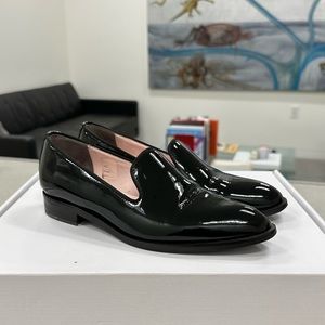 Everlane black patent leather smoking loafer